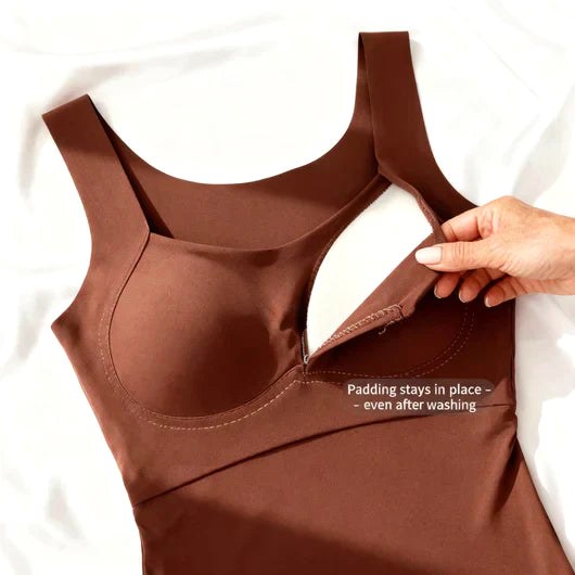 Tameka | Women's Built-In Comfort Bra Top, Soft-Touch Casual Top | The Shrader Sisters | Green