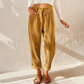 Teagan | Women's High-Waist Corduroy Trousers with Pleats, Wide-Leg Trousers | The Shrader Sisters | Khaki