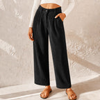 Teagan | Women's High-Waist Corduroy Trousers with Pleats, Wide-Leg Trousers | The Shrader Sisters