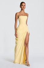 Tegan | Women's Strapless Maxi Dress with Sculpted Bodice, Evening Maxi Dress | The Shrader Sisters