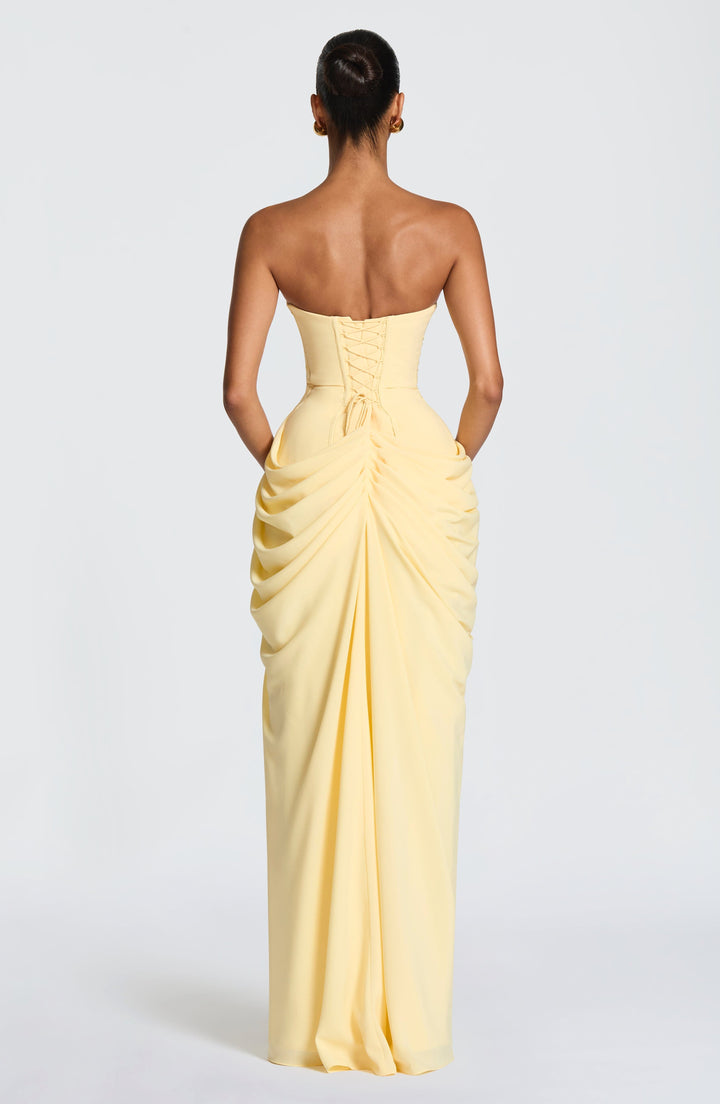 Tegan | Women's Strapless Maxi Dress with Sculpted Bodice, Evening Maxi Dress | The Shrader Sisters