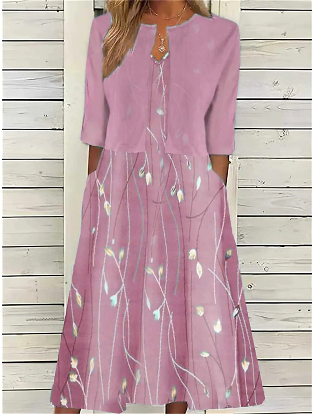 Tessa | Women's Chic Two-Piece Midi Set - Pink