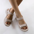 Tiarna | Women's Orthopedic Flat Strap Sandals, Supportive Everyday Sandals | The Shrader Sisters | Beige