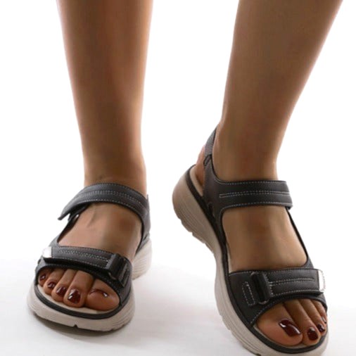 Tiarna | Women's Orthopedic Flat Strap Sandals, Supportive Everyday Sandals | The Shrader Sisters