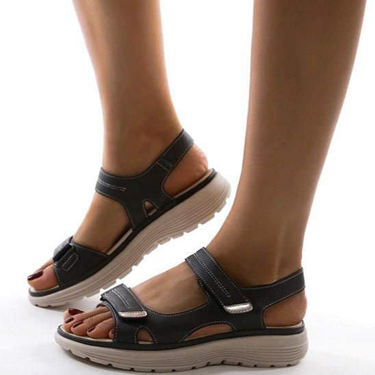 Tiarna | Women's Orthopedic Flat Strap Sandals, Supportive Everyday Sandals | The Shrader Sisters