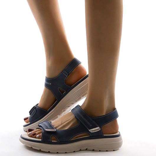 Tiarna | Women's Orthopedic Flat Strap Sandals, Supportive Everyday Sandals | The Shrader Sisters