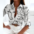 Tiffany | Women's Collared Printed Blouse, Classic Button-Up Top | The Shrader Sisters | Violette Blume