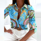 Tiffany | Women's Collared Printed Blouse, Classic Button-Up Top | The Shrader Sisters | Black Pink Flowers