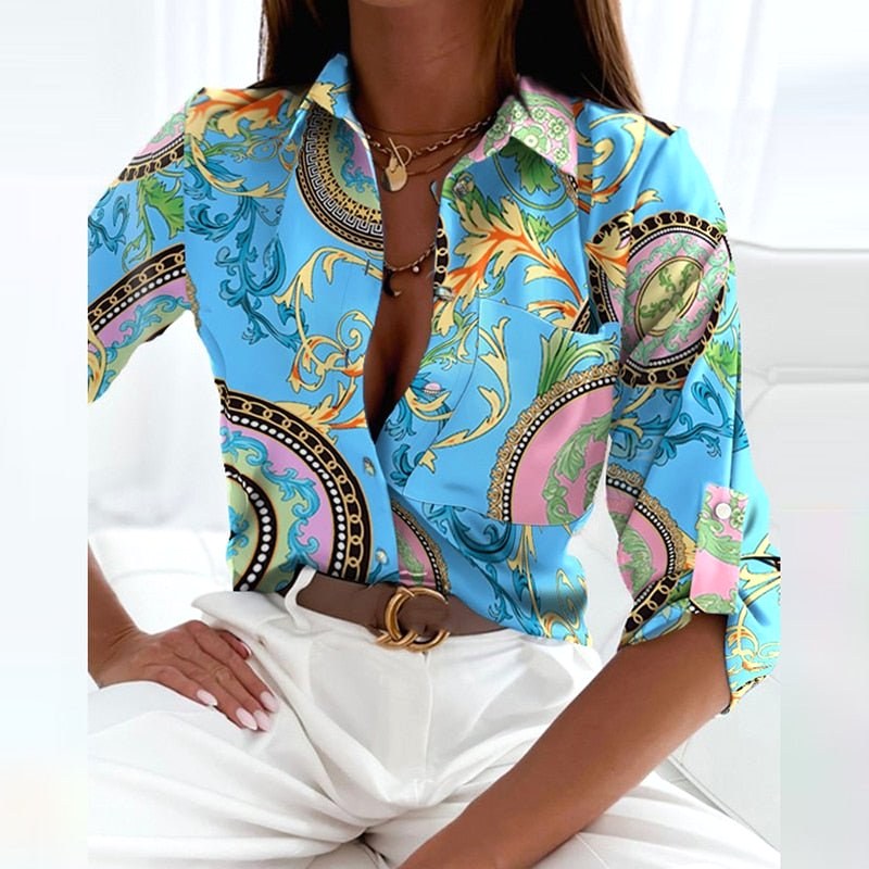 Tiffany | Women's Collared Printed Blouse, Classic Button-Up Top | The Shrader Sisters | Black Pink Flowers