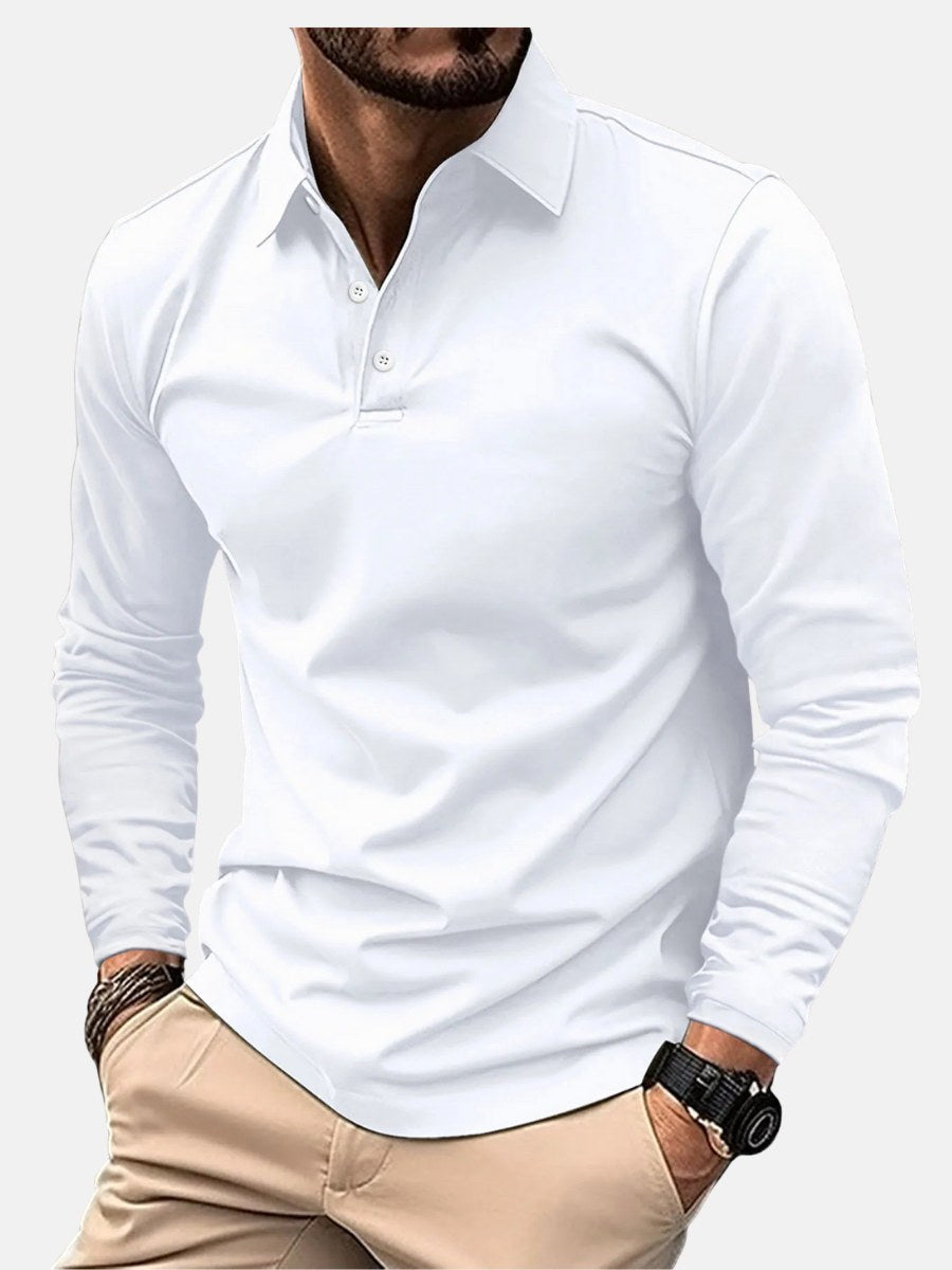 Toby | Men's Long-Sleeve Polo Shirt, Classic Button-Up Polo | The Shrader Sisters