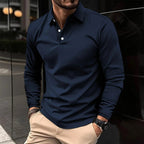 Toby | Men's Long-Sleeve Polo Shirt, Classic Button-Up Polo | The Shrader Sisters
