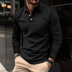 Toby | Men's Long-Sleeve Polo Shirt, Classic Button-Up Polo | The Shrader Sisters