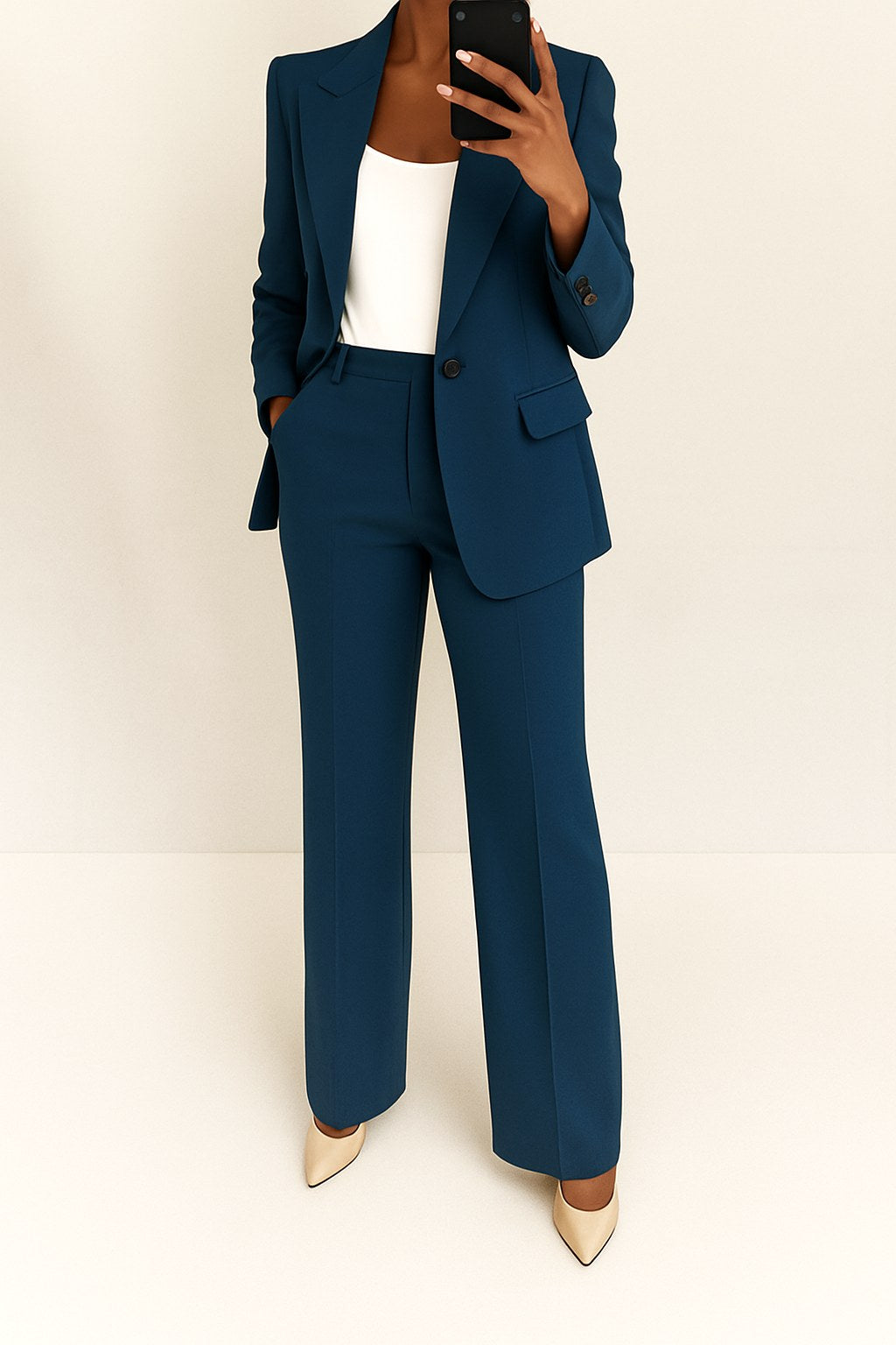 Vivian | Women's Tailored Two-Piece Suit - Navy Blue