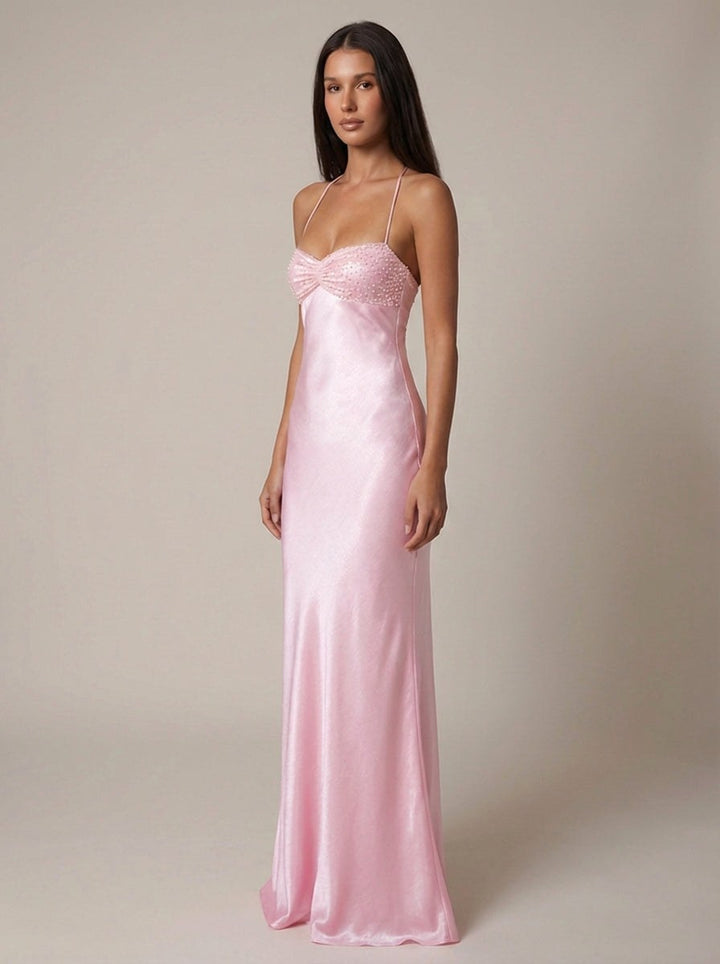 Vivienne | Women's Beaded Halter Maxi Dress - image 2