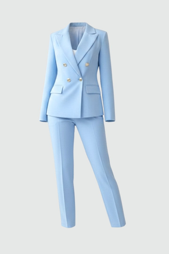 Vivienne | Women's Tailored Two-Piece Suit Set - Light Blue