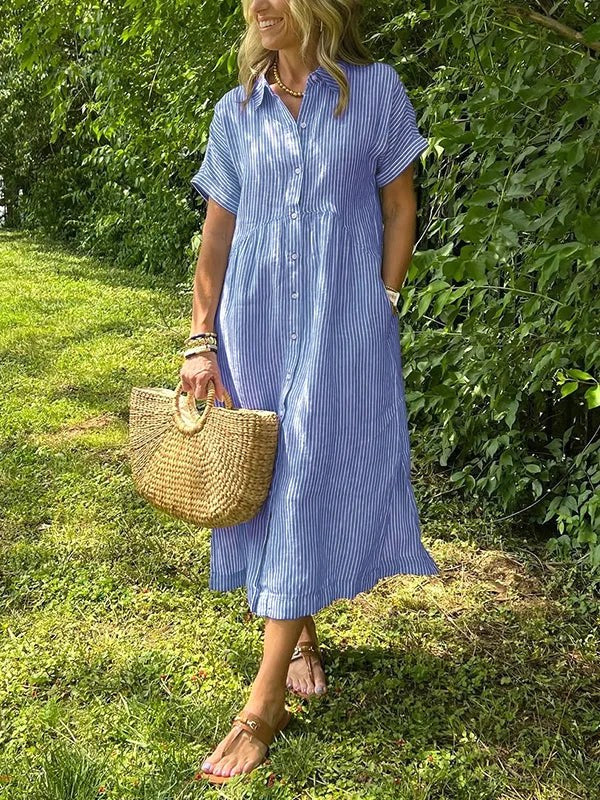 Wendy | Women's Casual Shirt Dress - Blue
