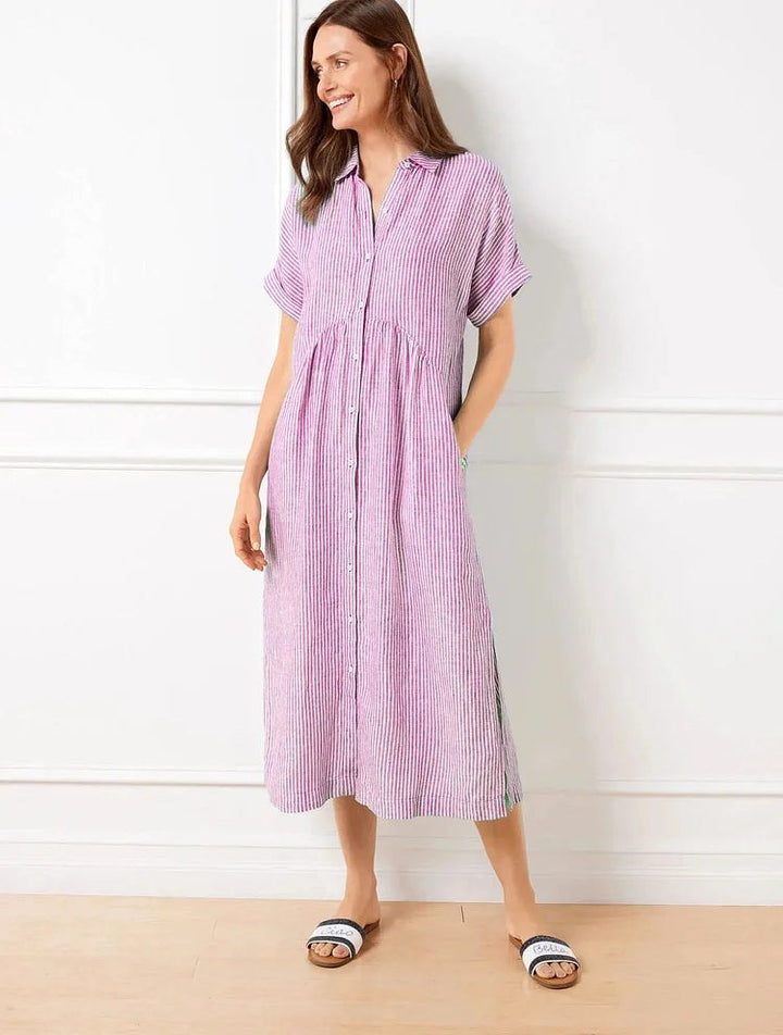 Wendy | Women's Casual Shirt Dress - Yellow
