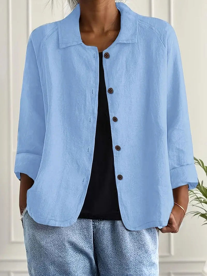 Willow | Women's Casual Button-Front Lightweight Jacket - Light Blue