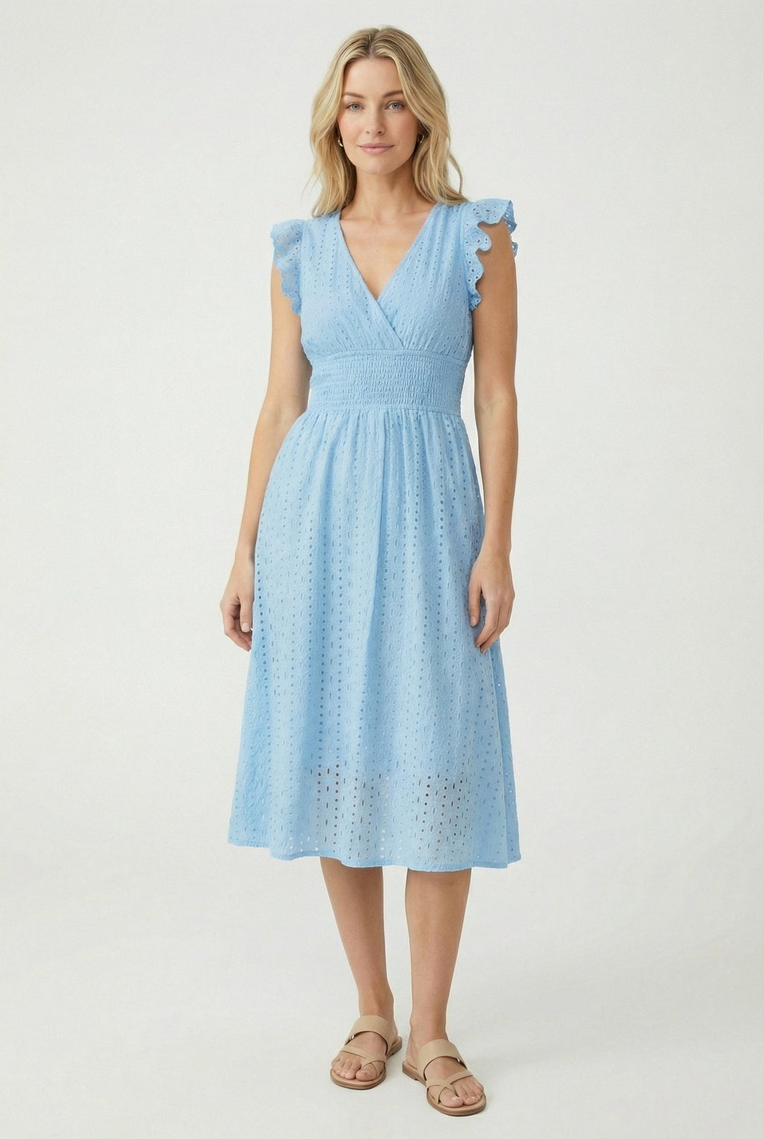 Wren | Women's Eyelet A-Line Dress with Smocked Waist - image 11