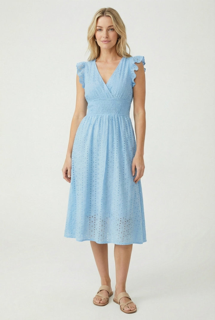 Wren | Women's Eyelet A-Line Dress with Smocked Waist - image 11