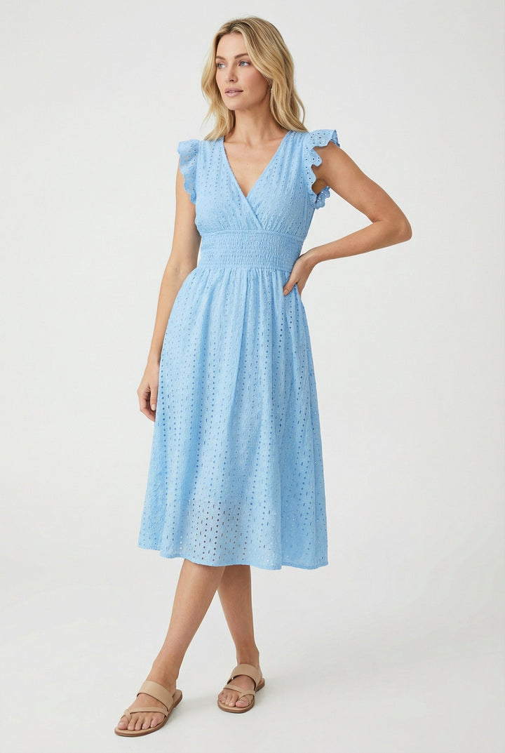 Wren | Women's Eyelet A-Line Dress with Smocked Waist - image 12