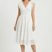 Wren | Women's Eyelet A-Line Dress with Smocked Waist