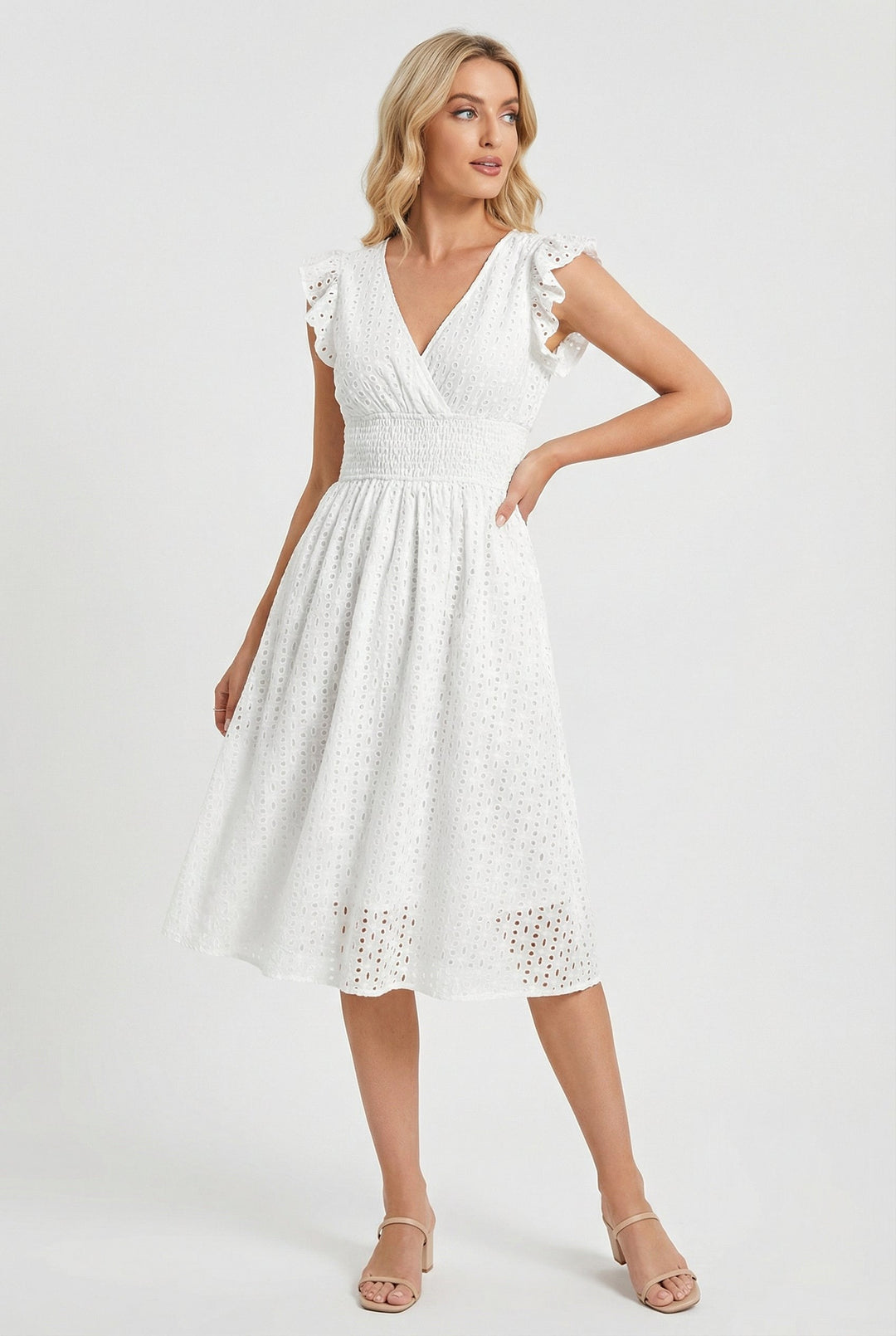 Wren | Women's Eyelet A-Line Dress with Smocked Waist - image 2