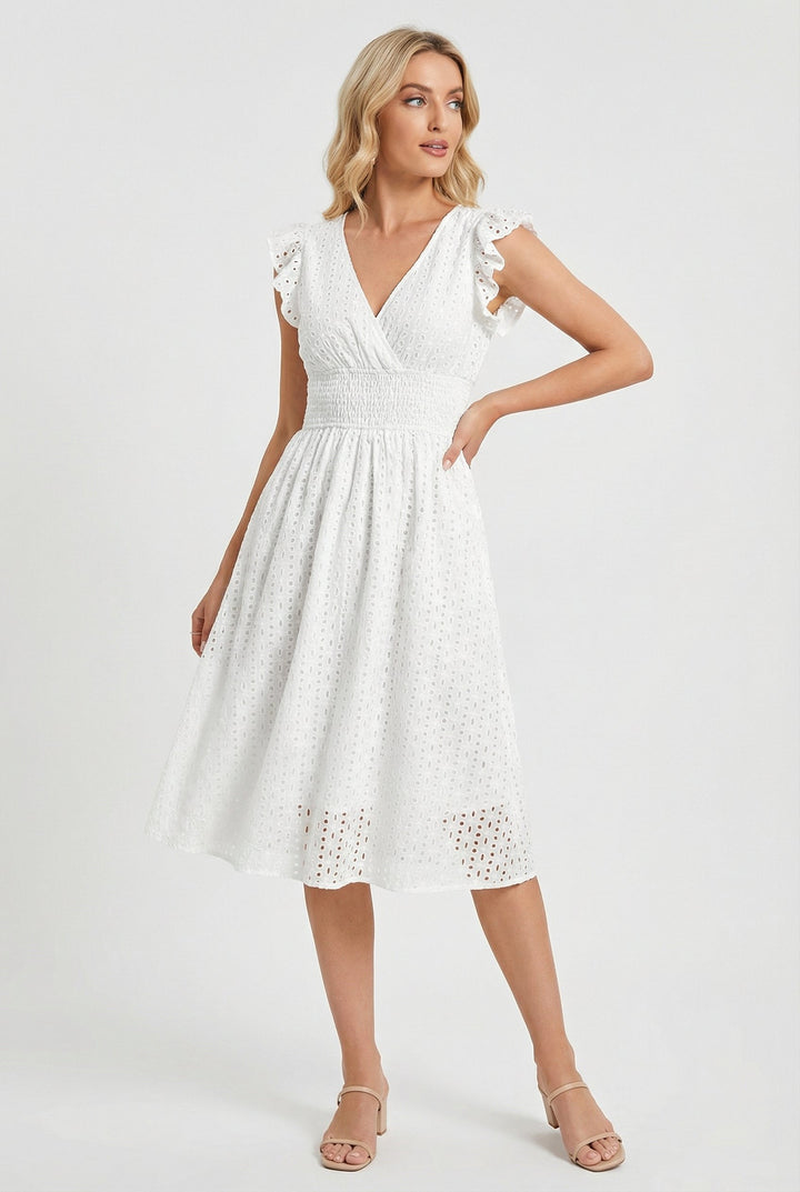 Wren | Women's Eyelet A-Line Dress with Smocked Waist - image 2