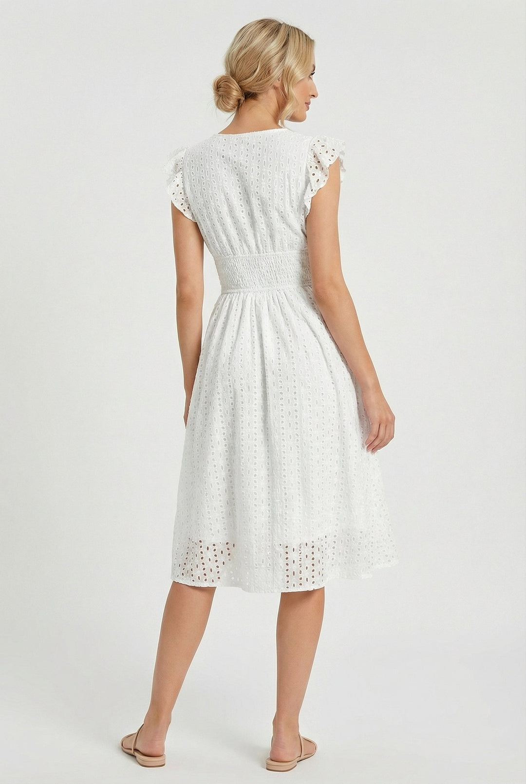 Wren | Women's Eyelet A-Line Dress with Smocked Waist - image 3