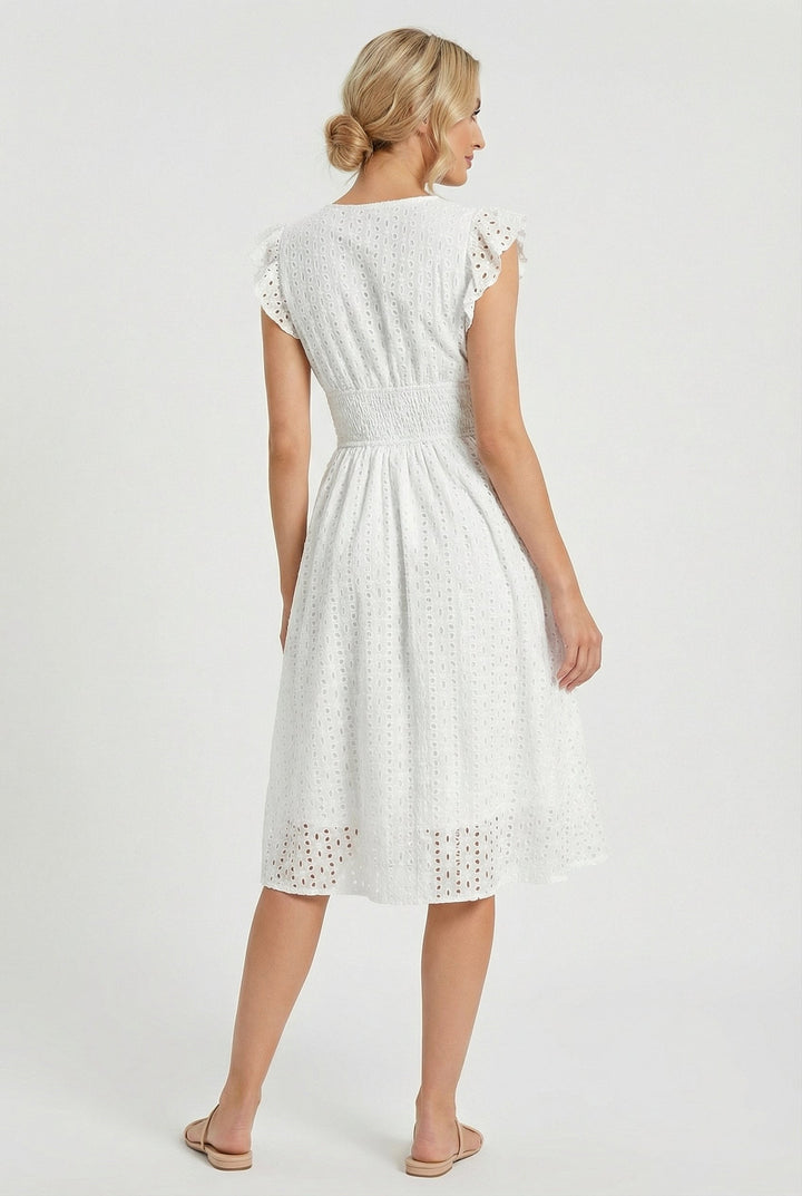 Wren | Women's Eyelet A-Line Dress with Smocked Waist - image 3