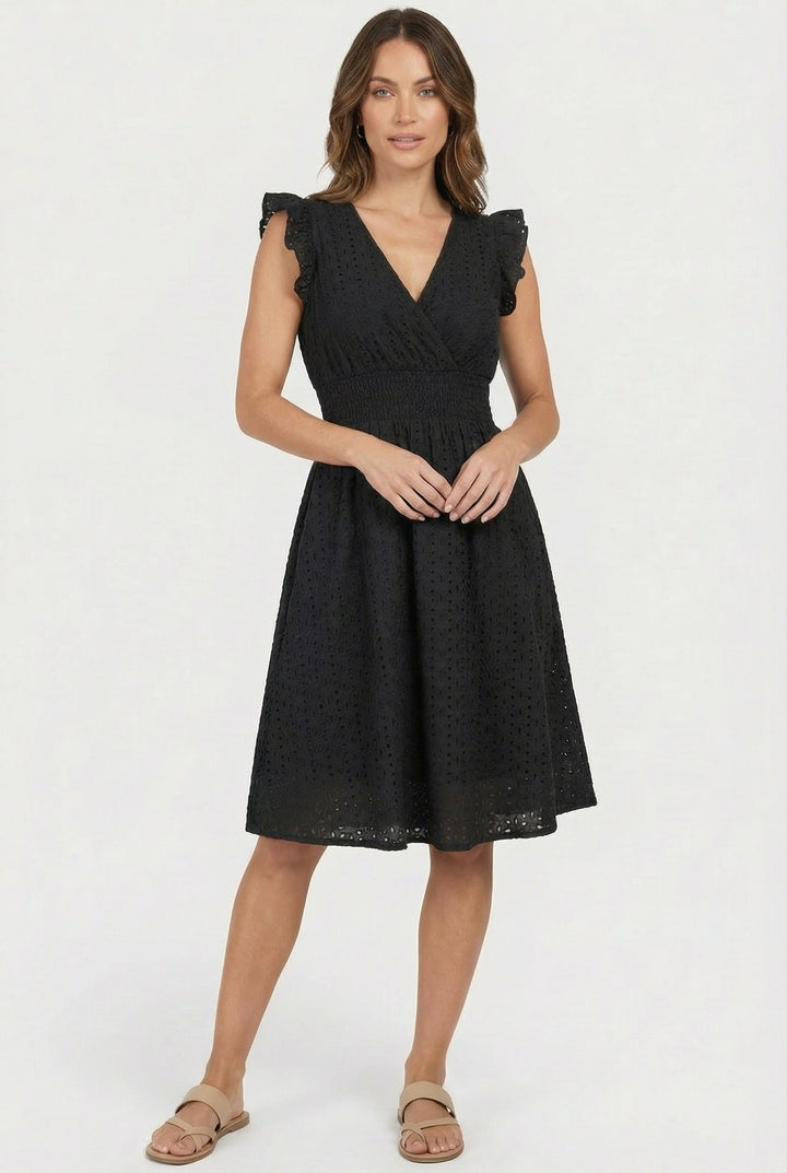 Wren | Women's Eyelet A-Line Dress with Smocked Waist - image 5