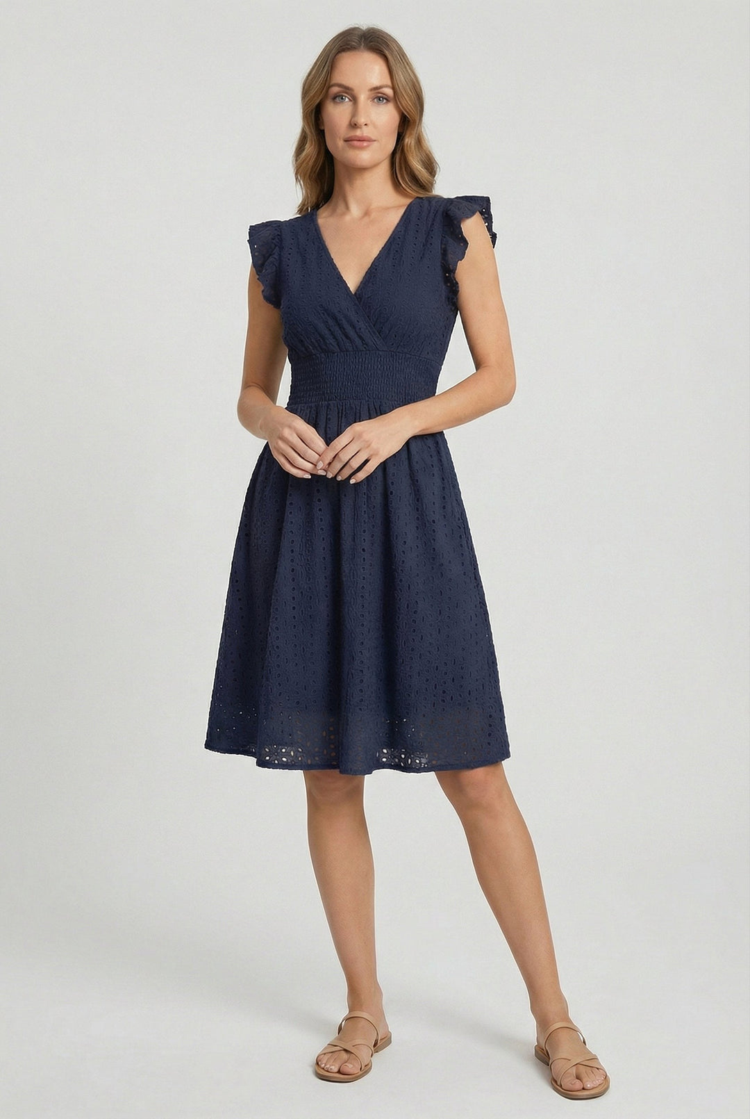 Wren | Women's Eyelet A-Line Dress with Smocked Waist - image 7