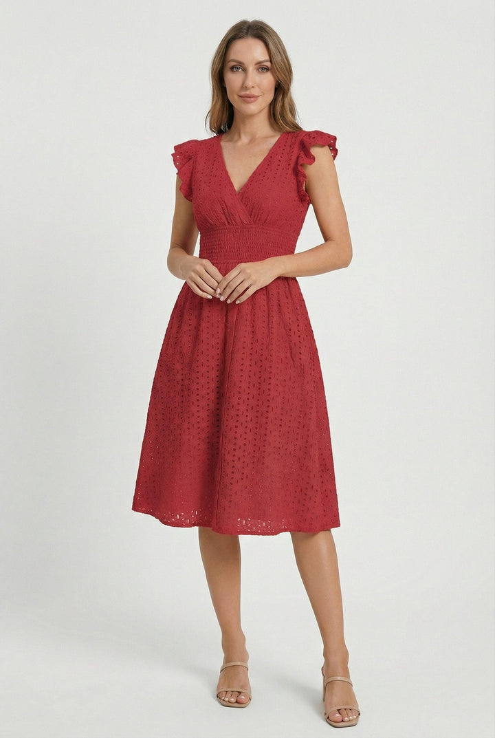 Wren | Women's Eyelet A-Line Dress with Smocked Waist - image 9
