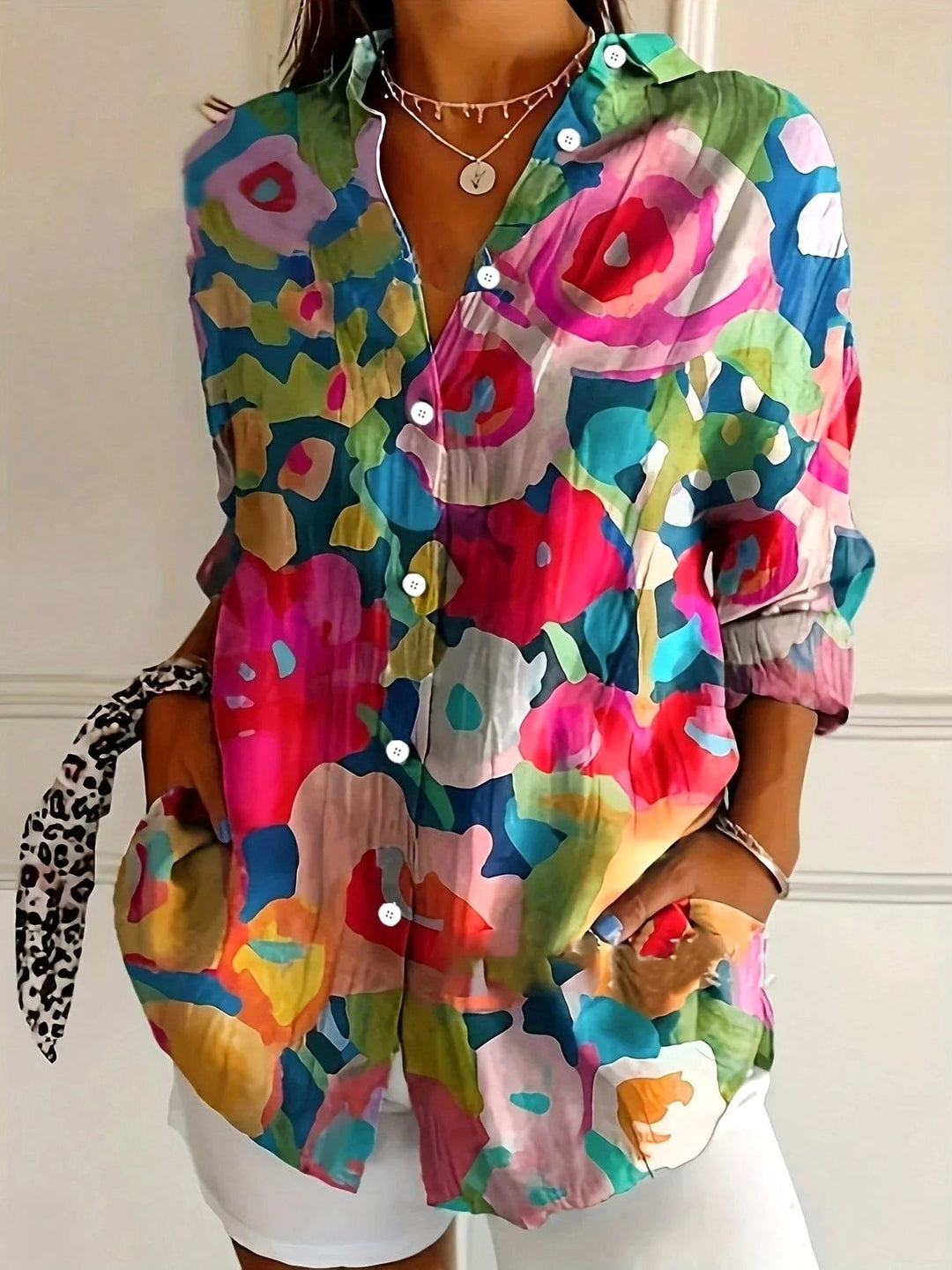Zali | Women's Floral Button-Down Blouse, Long-Sleeve Printed Top | The Shrader Sisters | Mix