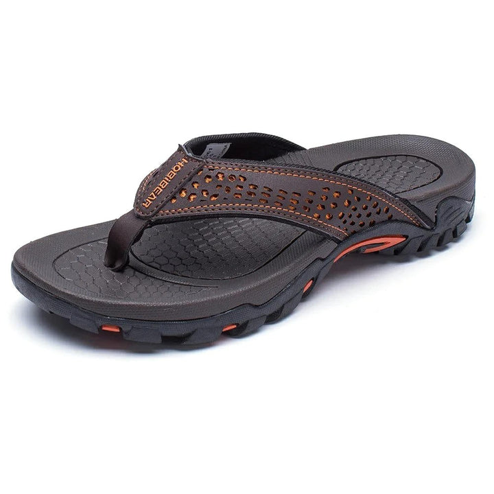 Zane | Men's Arch Support Flip Flops, Lightweight Sandals | The Shrader Sisters | Brown
