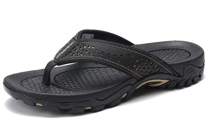 Zane | Men's Arch Support Flip Flops, Lightweight Sandals | The Shrader Sisters | Black